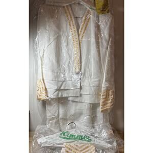 K Jordan Womens White And Gold Blazer And Skirt Set 111464 24W Dry Cleaned